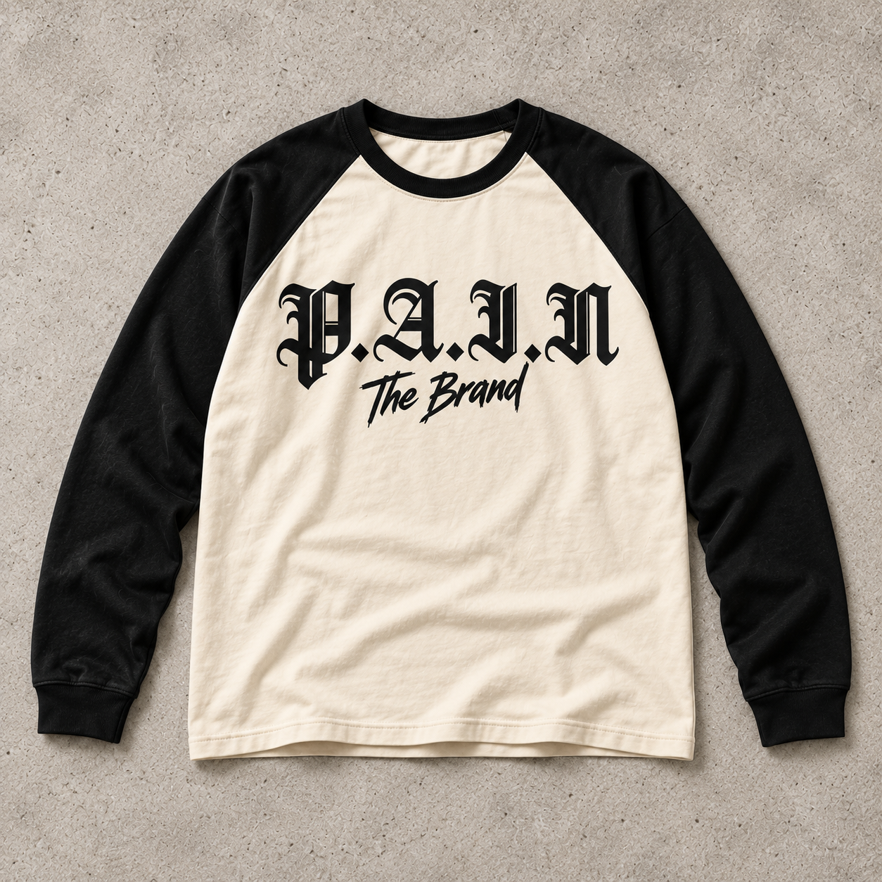 Raglan Long-Sleeve Tee — Cream / Black, P.A.I.N product design