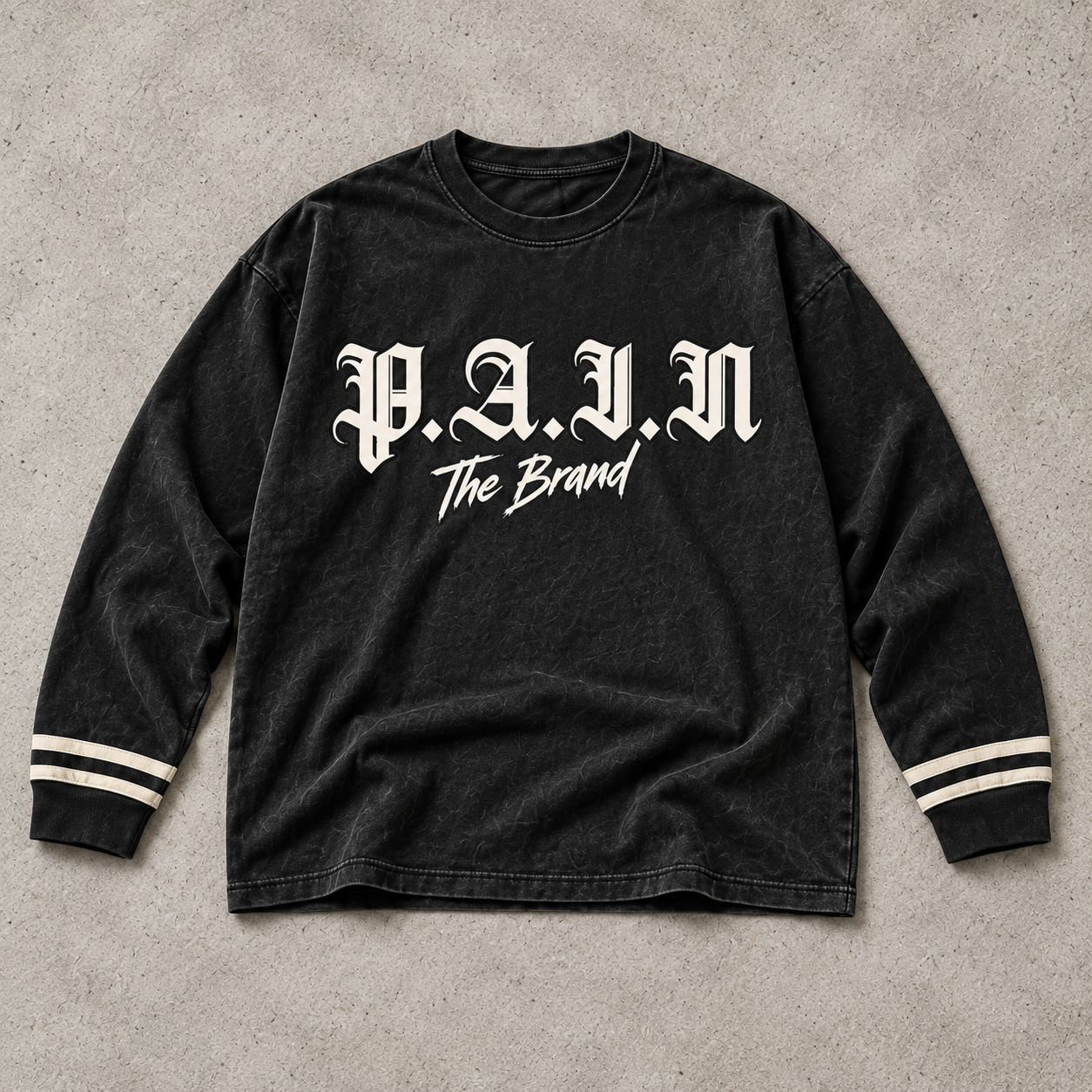 Stripe Long-Sleeve Tee — Washed Black, P.A.I.N product design